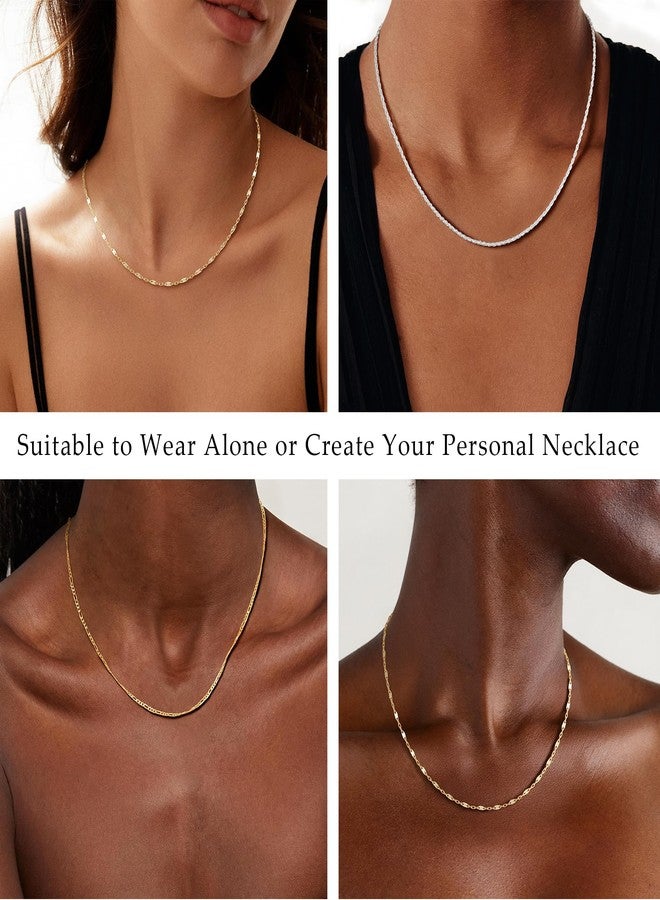 Treasure Bender S925 Sterling Silver Figaro Chain Necklace for Women - 18K Gold Plated Sterling Silver Figaro Chain Necklace Thick Sturdy Colourfast Necklaces Jewelery for Women 18 Inch - Image 3